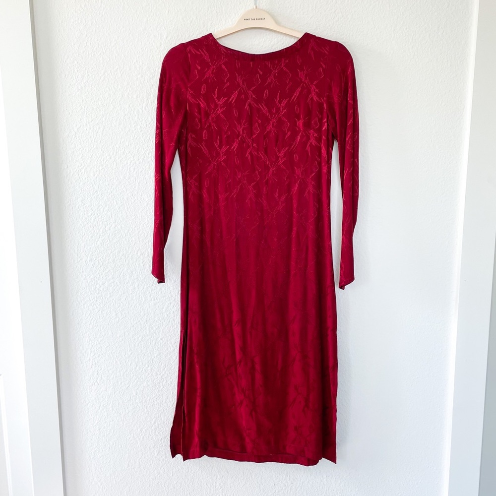 Reformation Printed Dark Red Midi Dress